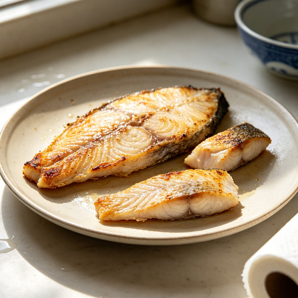 Golden Pan-Seared Tilapia Fish Steaks